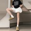 Pantalones Culotte Finos Nube Rompe Verano para Mujer Ballet Cintura Alta Línea A Pantalones de Chándal Anti-luz Sueltos Shorts de Botón