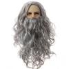 Peluca de Papá Noel de Amazon, conjunto completo de barba, peluca de Jesús, peluca navideña de pelo largo y rizado europea y americana, traje de barba