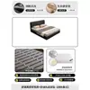 Cama moderna minimalista de cuero, cuero Napa, tapicería suave con franjas verticales negras, estructura de marco de madera maciza, cama matrimonial para dormitorio principal