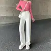 Jeans de Pierna Ancha Estrecha para Mujer Otoño 2024 Delgados Color Claro Cintura Alta Rectos Sueltos Adelgazantes para Mujeres Pequeñas