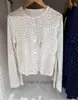 Novo Cardigan Feminino Jacquard Canelado Estampado Manga Longa Camada Base Pequeno Cardigan Floral Primavera 485717 484939