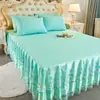 Faldón de Cama con Borde de Encaje Europeo Estilo Colcha Pieza Única Estilo Princesa Encaje Cubierta Protectora Delgada para Cama de 1.8m Resistente al Polvo Verano
