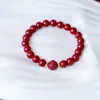 Loja de Fábrica Pulseira de Contas Redondas de Ametista e Cinábrio Vermelho Cinábrio Cru Mineral Areia de Ametista Pulseira de Casal Joia Presente
