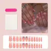 Transfronterizo Europeo y Americano Rosa Blanco Estilo Francés Moño de Diamante Rosa Pedrería Arte de Uñas Estilo Dulce Puntas de Uñas de Gama Alta