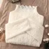 Camiseta básica de encaje cepillado de cuello medio alto para mujer para otoño e invierno, nuevo estilo, delgada, interior, top de malla de alta gama