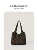 Bolso de hombro con estampado de leopardo vintage para mujer, estilo coreano, de gran capacidad, para otoño e invierno de 2024