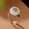 Anillo de plata de ley Yilu S925 con cloisonné de jade natural de Hetian y loto, estilo clásico nacional, personalizado, retro