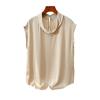 Chaleco sin mangas de ácido acético de diseño elegante de color puro simple estilo coreano para mujer 24 Verano Nueva Moda Maduro Ligero Personalizado Top