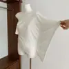 Camiseta de Manga Corta Lyocell Asimétrica con Cordón para Uso Diario