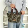 Bolso coreano con estampado de leopardo 2025 Bolso tote retro versátil de gran capacidad Bolsa para el almuerzo Bolso de lona para mujer para el trabajo