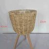 Estante de Flores para Piso Patas de Madera Estante de Flores para Piso Maceta Ornamental Cesta de Flores Decorativa para Sala de Estar Balcón Estante de Flores Ornamental de Piso de Paja
