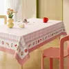 Toalha de Mesa Desenho Animado, Sem Lavagem, Impermeável, À Prova de Óleo, Resistente ao Calor, Estilo Dopamina Creme, Toalha de Mesa Retangular, Protetor de Mesa, Chá