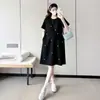 Vestido de Maternidad Estilo Nuevo 2026, Holgado y Adelgazante, Vestido de Maternidad de Verano con Perlas