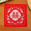 Lenço Vintage Nostálgico Estilo Chinês com Borda Festonada Clássica e Caractere de Dupla Felicidade, Lenço 100% Algodão, Item para Presente de Casamento, Lenço Fino