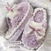 Pantuflas de Algodón con Suela Gruesa para Mujer 2026 Nuevo Otoño/Invierno para Interiores Hogar Antideslizantes Cálidas con Lazo de Felpa para Mujer