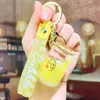 Llavero de botella de bebida acrílica rellena de líquido, botella de refresco con cuentas de burbujas líquidas, botella de cola, colgante de lata grande fácil de abrir
