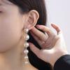 Brincos de Franja Longos de Pérola Falsa Mais Vendidos Transfronteiriços para Mulheres, Brincos Versáteis Exagerados com Personalidade em Degradê, Brincos, Tarraxas de Orelha, Atacado de Qingdao