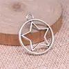 28x24mm 1.9g Prata Antiga Acessórios para Joias DIY Item Quente Transfronteiriço Pingente Redondo Estrela de Cinco Pontas