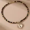Nz3477 Collar de Cuerda de Terciopelo con Estampado de Leopardo Europeo y Americano Transfronterizo Colgante de Pez Sol Colgante Único Diseño de Moda Joyería para Mujer