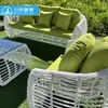 Procesamiento de Sofá de Ratán para Exteriores Combinación de Mesa y Sillas de Ratán para Jardín, Villa, Hotel, Lugar Turístico, Terraza Exterior