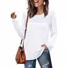 Em Estoque 2025 Roupas Femininas Transfronteiriças Europeias e Americanas Amazon Outono e Inverno Nova Camiseta Casual Listrada de Manga Longa com Gola Redonda e Pregas