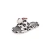 Pantuflas de felpa huecas antideslizantes para uso diario en casa, modernas, de doble cara, destalonadas, con estampado de leopardo, diseño de conejo de dibujos animados, slip-on, para mujer