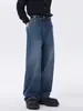 Moda Masculina Fengshe / Versão Extra Longa para Homens Altos, Estilo Outono Marca Americana Retro Tendência, Jeans Masculino Resistente de Corte Reto Solto