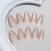 Uñas prefabricadas hechas a mano en un color albaricoque lechoso transparente, color sólido simple con efecto ojo de gato, estilo ins europeo y americano moderno, desmontables y portátiles, 30 piezas