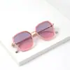 Óculos de Sol Infantis Quadrados Armação Semi-metal Distinta Estilo Coreano Moderno Lente Degradê Óculos de Sol para Meninas Bebês Meninos