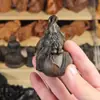 Ano do Dragão, Cabaça Panlong, Agarwood Indonésio, Peça de Artesanato em Madeira Maciça Esculpida à Mão de 7,5 cm