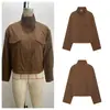 Fabricante de ropa para mujer transfronterizo al por mayor 2026 moda casual simple versátil chaqueta de manga larga con cuello alto