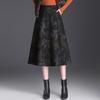 Falda de Lana a Cuadros a la Moda para Mujer 2025 Otoño e Invierno Nueva Falda Acampanada de Cintura Alta Falda Elegante Adelgazante de Largo Medio