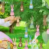 Traje Cross Border 24 Pct Pingente de Coelho de Madeira Adereços para Arranjo de Páscoa Coelho Pendurado Decoração de Árvore Pingente de Festa