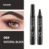 Lápiz para cejas caliente transfronterizo de cuatro puntas, resistente al agua, a prueba de sudor, negro marrón, lápiz líquido para cejas, lápiz para cejas de 4 puntas al por mayor