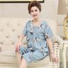 Pijama de Verano de Algodón de Manga Corta y Pantalón Capri para Madres de Mediana Edad y Mayores, Conjunto Holgado de Talla Grande, Ropa de Hogar