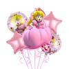 Globo de película de aluminio con temática de juego de dibujos animados de Mario, nuevo diseño transfronterizo, suministros de cumpleaños de princesa melocotón, venta al por mayor