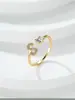 Anillo con Letra de Oro Rosa Nuevo de Amazon Transfronterizo Anillo Abierto con Diamante Blanco Joyería de Mano Anillo Único Personalizado Venta al por Mayor
