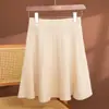 Saia plissada de malha 100% lã, novo estilo de primavera, cintura alta moderna que afina, versão coreana, saia simples e versátil