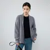 Chaqueta sin botones de diseño V-neck manga larga estilo perezoso para mujer, Nuevo Otoño/Invierno 2026, Top Casual Elegante Versátil