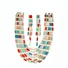 Arete Collar Rectangular de Resina Empalmado Multicapa Estilo Étnico Cadena para Clavícula Conjunto de Joyería de Lujo Ligero de Alta Gama