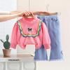 Terno feminino de bebê Net Red Spring 2023 novo estilo estrangeiro meninas de renda infantil conjunto de duas peças maré uma geração de cabelo