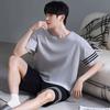 Pijama Longsha Masculino Verão Fino Algodão Puro Manga Curta Shorts Roupa de Casa Casual de Alta Qualidade para Adolescentes e Meninos conjunto