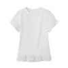 Camiseta de Verão 2026 com Barra Estilo Ballet e Acabamento em Renda, Roupa Íntima Feminina de Manga Curta com Design Estiloso, Top Hot Girl