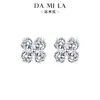 Joyería de plata esterlina Damila s999 Aretes de botón de trébol de circonita diseño nicho aretes para mujer accesorios de entrega de una pieza