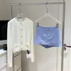 Saia Listrada Azul Claro Fresca de Verão, Saia Bodycon Estilo Tailleur, Doce e Versátil Estilo Coreano