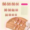 Unhas Portáteis Estilo Francês Banhadas a Ouro Novo Estilo Transfronteiriças com Padrões Simples, Estilo Suave, Acabamento Brilhante, 4 Unidades de Unhas Postiças Removíveis