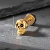 Novos Brincos Piercing Masculinos Aço Inoxidável Caveira Fundida Geométrica Moda Tendência Retro Brincos Solteiro