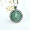 Colgante Incrustado de Jade Natural, Colgante de Dragón Hoja de Jade Agua Azul con Tallado Sombreado, Colgante Redondo, Suministro para Transmisión en Vivo, Se Puede Enviar por Cuenta de Otros