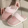 Pantuflas de Felpa de Algodón Bordadas con Letras para Mujer, Uso Interior en Casa en Invierno, Forradas de Felpa, Engrosadas, Cálidas, de Suela Gruesa, Antideslizantes, Pantuflas Peludas