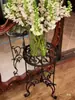 Jardinería de Patio de Hierro Forjado Estilo Europeo Soporte de Flores de Hierro Forjado Sala de Estar de Pie Maceta de Hierro Fundido Soporte para Bonsái Almacenamiento Balcón Creativo